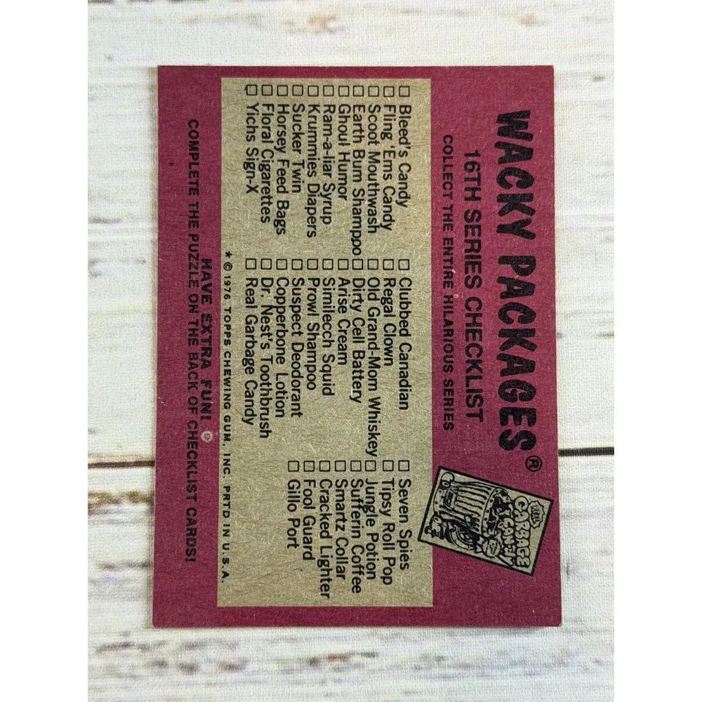 WACKY PACKAGES 1976 1977 16th SERIES 16 REAL GARBAGE PUZZLE C/L‎ NMMT/MINT